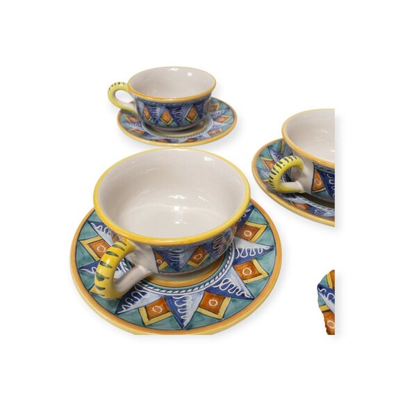 Vintage 90s Starbucks Sberna Deruta Exclusive Ceramic Cups & Saucers Set - Picture 15 of 16